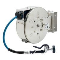 T&S Brass B-7122-C01-ESB Enclosed Hose Reel System on Swing
Bracket, Hose W/Spray Valve, Stainless Steel - 3/8" x 30'