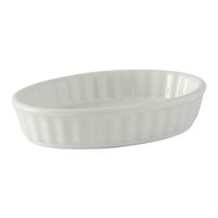 Tuxton China BWK-0502 DuraTux Oval Creme Brulee Dish Fluted,
White, China - 5 oz