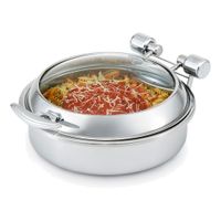 Vollrath 46125 Intrigue Large Round Glass Top Induction
Chafer, 18/8 Stainless Steel, Mirror Finish - 6 qt