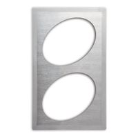 Vollrath 8243216 Miramar Single Size Template w/ (2) Medium
Oval Cutouts, Stainless Steel w/ Satin Edge - 21-1/8" x
12-3/4"