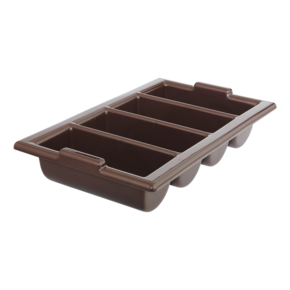 TRAEX CUTLERY BOX 4-CMPT BROWN