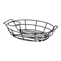 Vollrath WB-8007-06 Oval Serving Basket, Black, Wire
(W/Ramekin Holder) - 7-1/8" x 10-1/2" *Factory Discontinued*