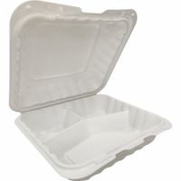 Verde Pack ECP-PP883S Pebble Clamshell, 3 Compartment,
Ivory, MFPP - 8" x 8"