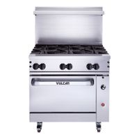 Vulcan 36C-6B-1 Endurance Gas Restaurant Range/Convection
Oven, Stainless Steel, Natural Gas (w/ 6 Open Burners) -
215,000 BTU