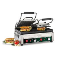 Waring WPG300 Panini Ottimo Dual Electric Grill, Ribbed,
Stainless Steel/Cast Iron - 240V