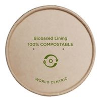 World Centric BOL-PA-12-K Compostable Lid, Kraft, Paper -
Fits 12-32 oz