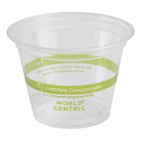 World Centric CP-CS-9Q Disposable Cold Cup, Squat,
Clear/Stock Print Compost, PLA - 9 oz