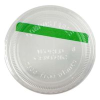 World Centric CPL-CS-2SPR Compostable Cold Lid, Flat, Clear,
Green Stripe, PLA - Fits 2/3 oz