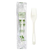 World Centric FO-PS-I Compostable Fork, Wrapped, TPLA -
6-2/7"