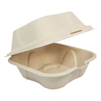 World Centric TO-SC-U15B-LFP Compostable Burger Box,
Natural, Plant Fiber/NIA-P - 6" x 6" x 3"