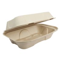 World Centric TO-SC-UHB-LFP Compostable Clamshell Hoagie
Container, Natural, Fiber (NO PFAS) - 9" x 6" x 3"